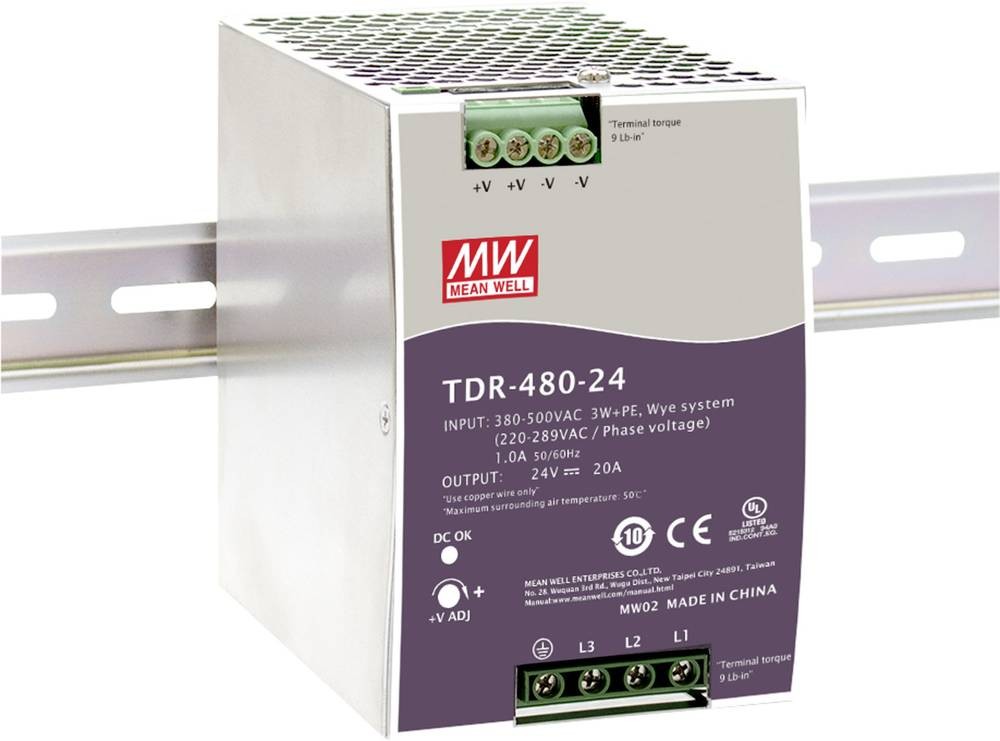 MEAN WELL TDR-480-24 adattatore e invertitore 480 W - MEAN WELL TDR-