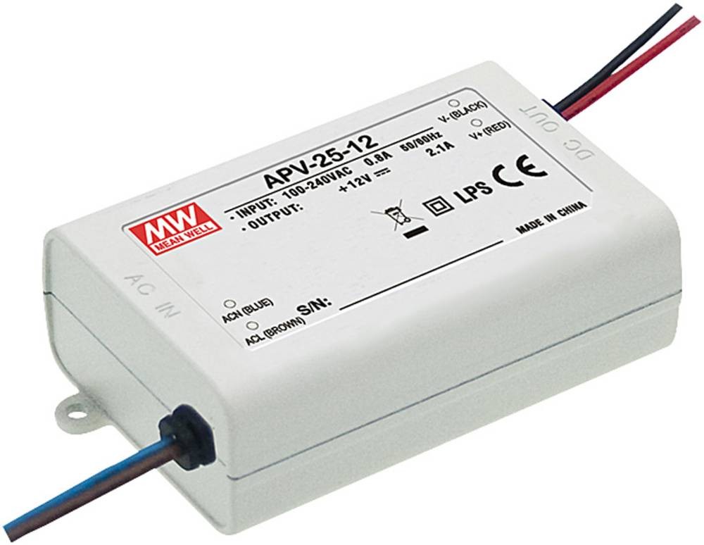 Mean Well APV-25-12 LED-Trafo Konstantspannung 25W 0 - 2.1A 12 V/DC