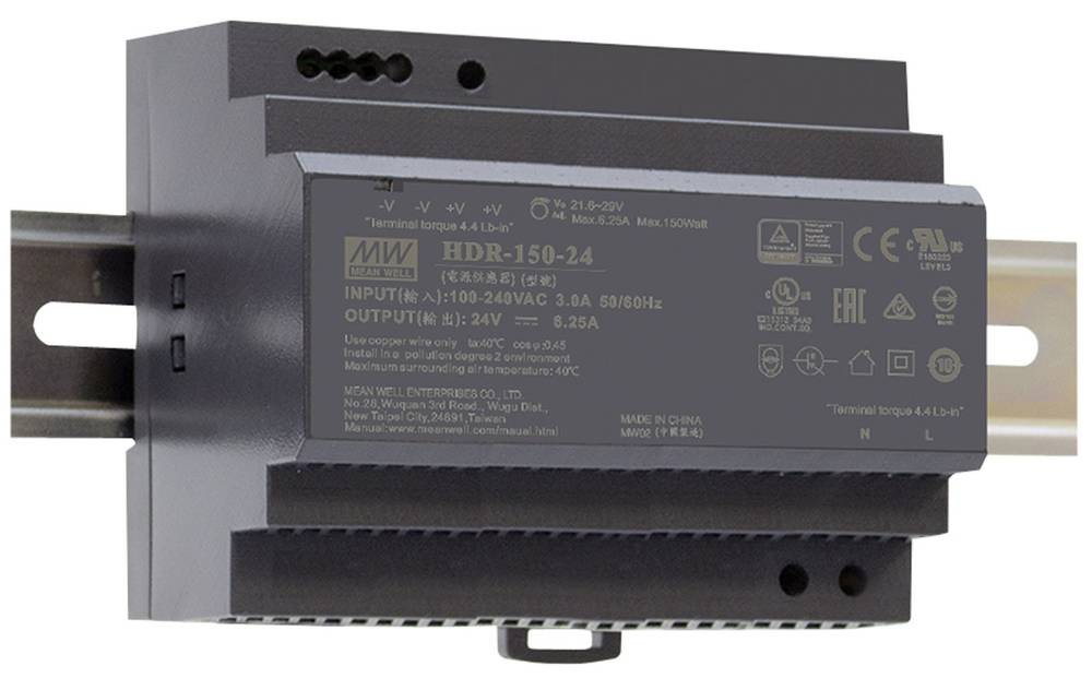 MEAN WELL HDR-150-24 power adapter/inverter 150 W - MEAN WELL HDR-150-