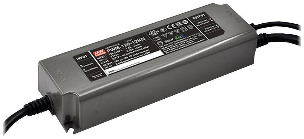 MEAN WELL LED Driver, 12V Output, 120W Output, 10A Output, Constant
