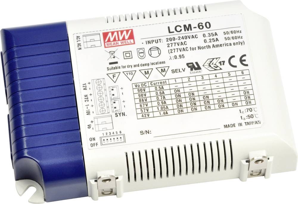 Mean Well MW LCM-60 LED-Treiber Konstantstrom 60W 0.5 - 4.4A 2 - 90 V/
