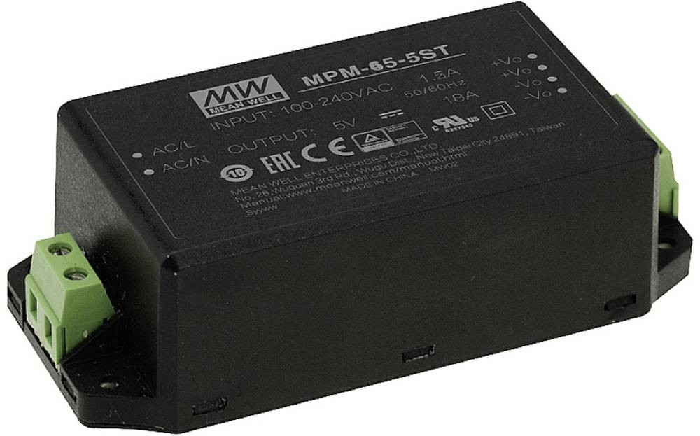 MEAN WELL MPM-65-24ST power adapter/inverter Indoor 65 W Black - MEAN