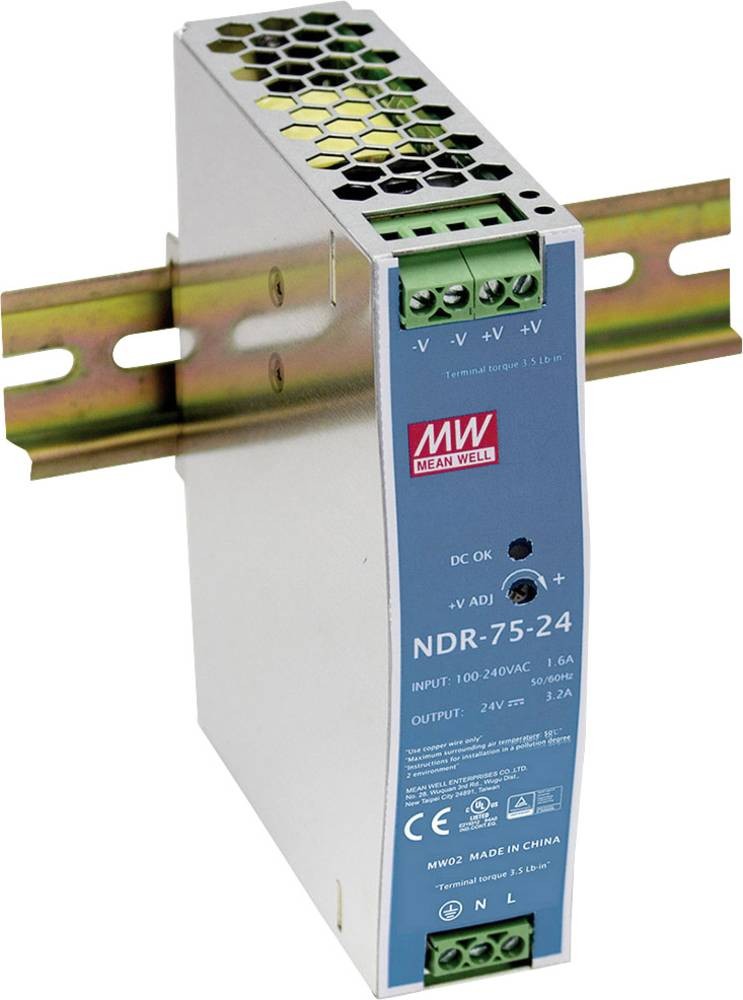 MEAN WELL NDR-75-48 unité d'alimentation d'énergie 76,8 W Bleu, Mé