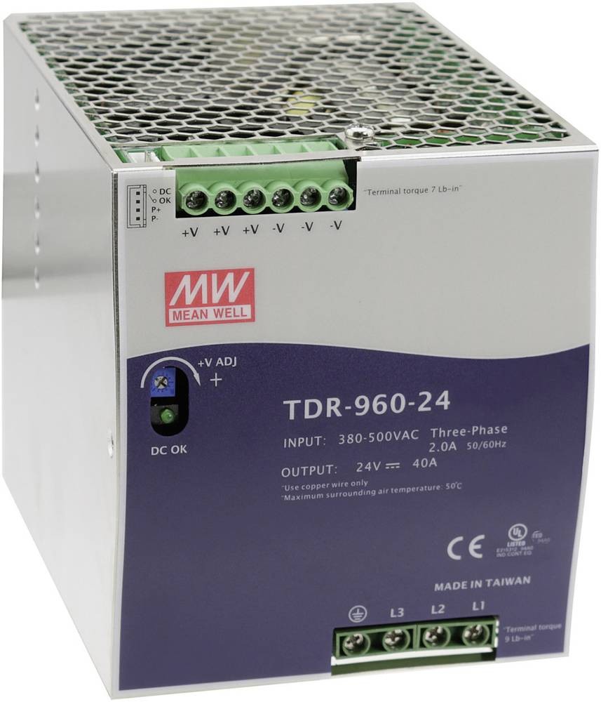 MEAN WELL TDR-960-24 power supply unit 960 W Blue, Metallic - MEAN