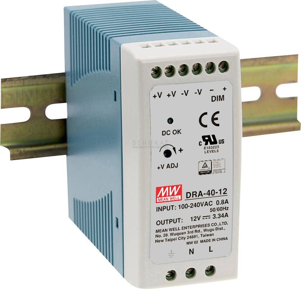 MEAN WELL DRA-40-24 Hutschienen-Netzteil (DIN-Rail) 24 V/DC 1.7A 40.