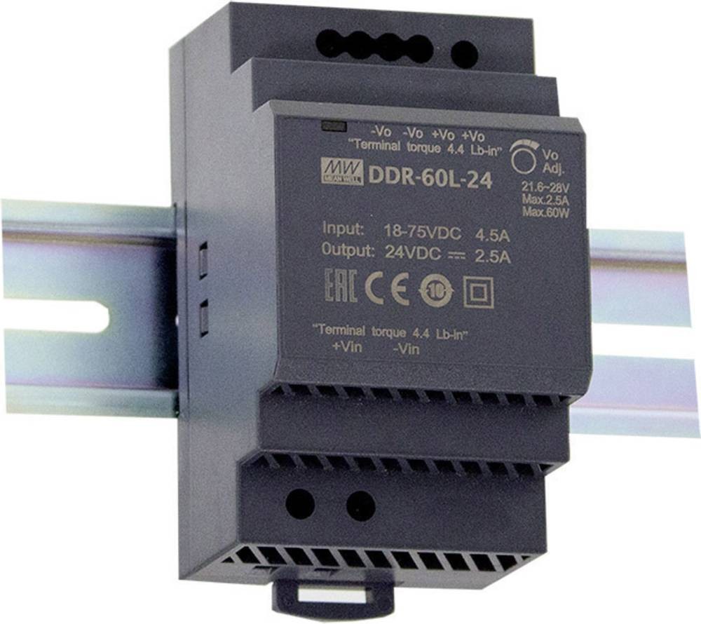 MEAN WELL DDR-60G-5 Hutschienen-DC/DC-Wandler (DIN-Rail) 5 V/DC 10.8A