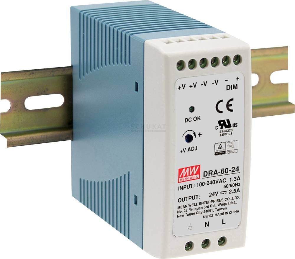 MEAN WELL DRA-60-24 Hutschienen-Netzteil (DIN-Rail) 24 V/DC 2.5A 60W
