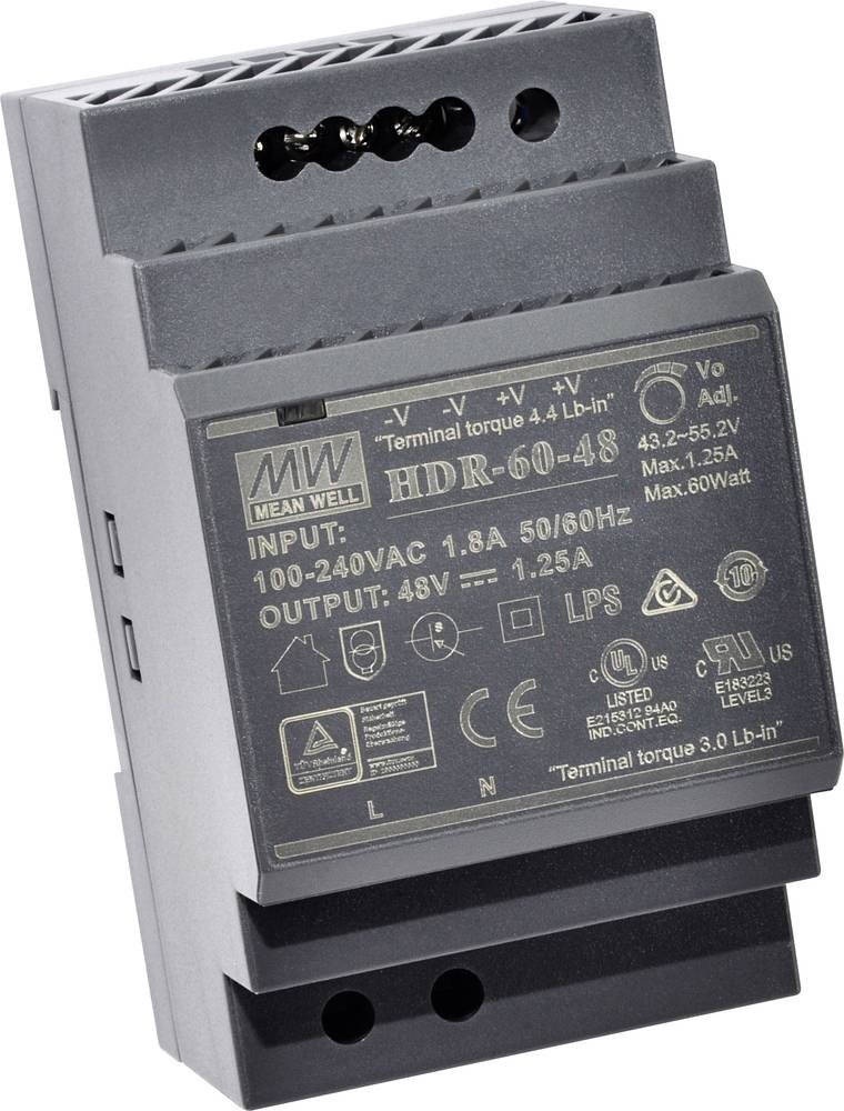 MEAN WELL HDR-60-12 adaptateur de puissance & onduleur 60 W - MEAN