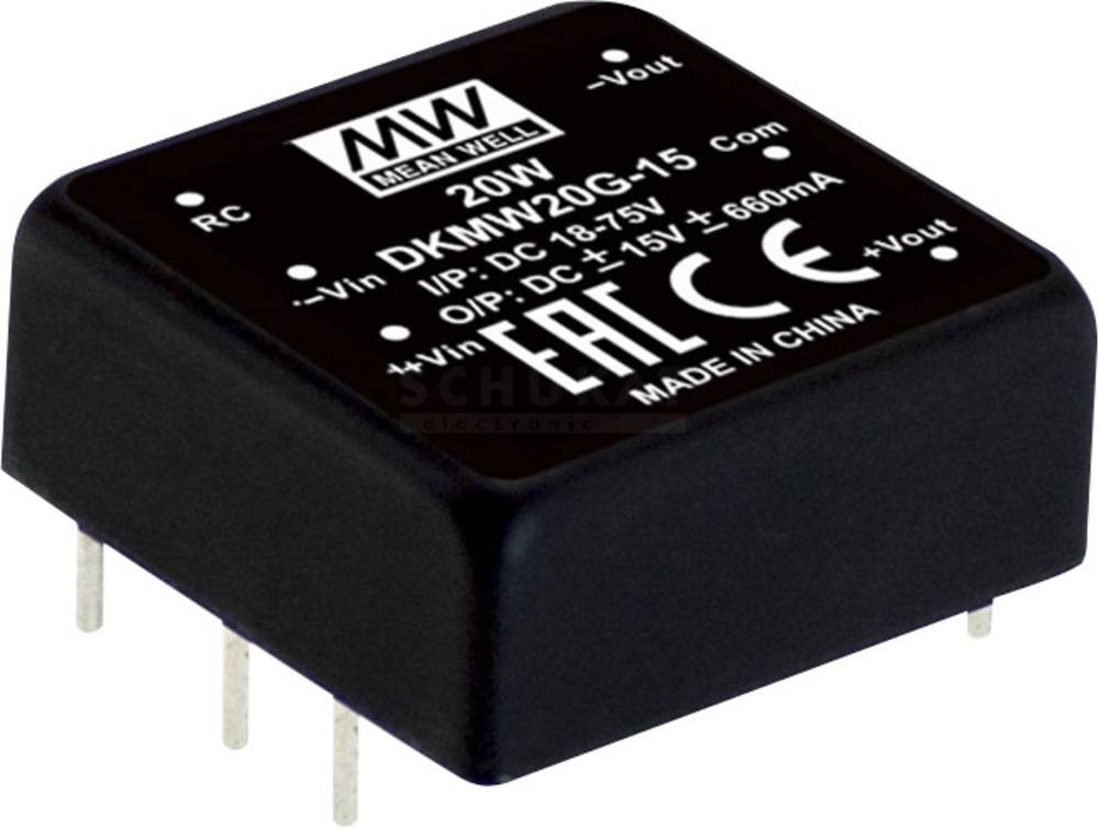 MEAN WELL DKMW20F-15 DC/DC-Wandlermodul 660mA 20W Anzahl Ausgänge: 2