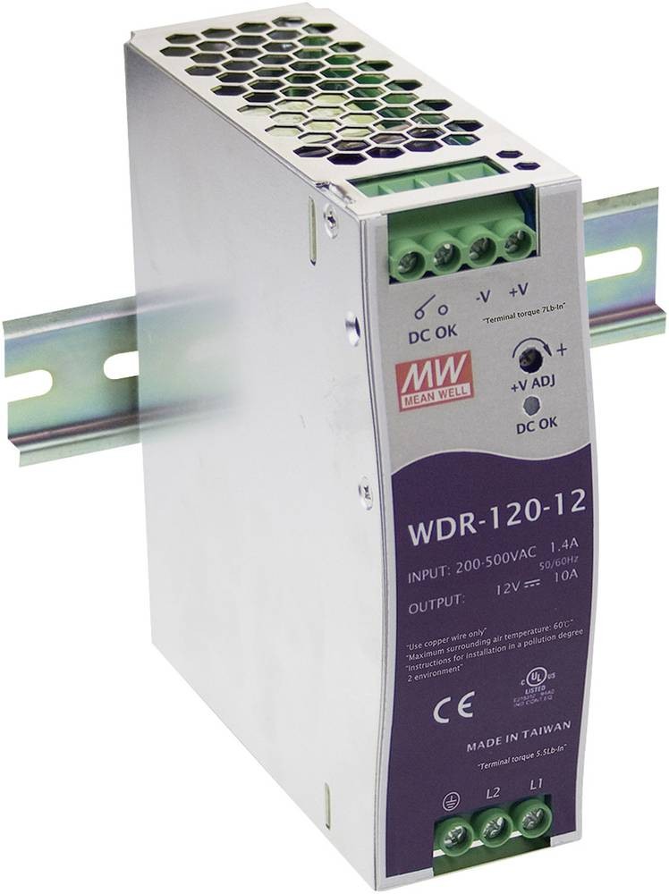 MEAN WELL WDR-120-12 power supply unit 120 W Metallic - MEAN WELL WDR-