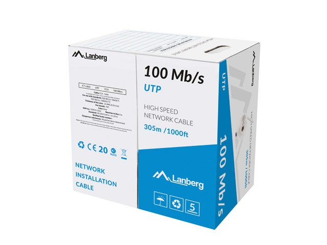 LANBERG LAN-Ethernet-Netzwerkkabel 305m UTP CCA Kabel grau