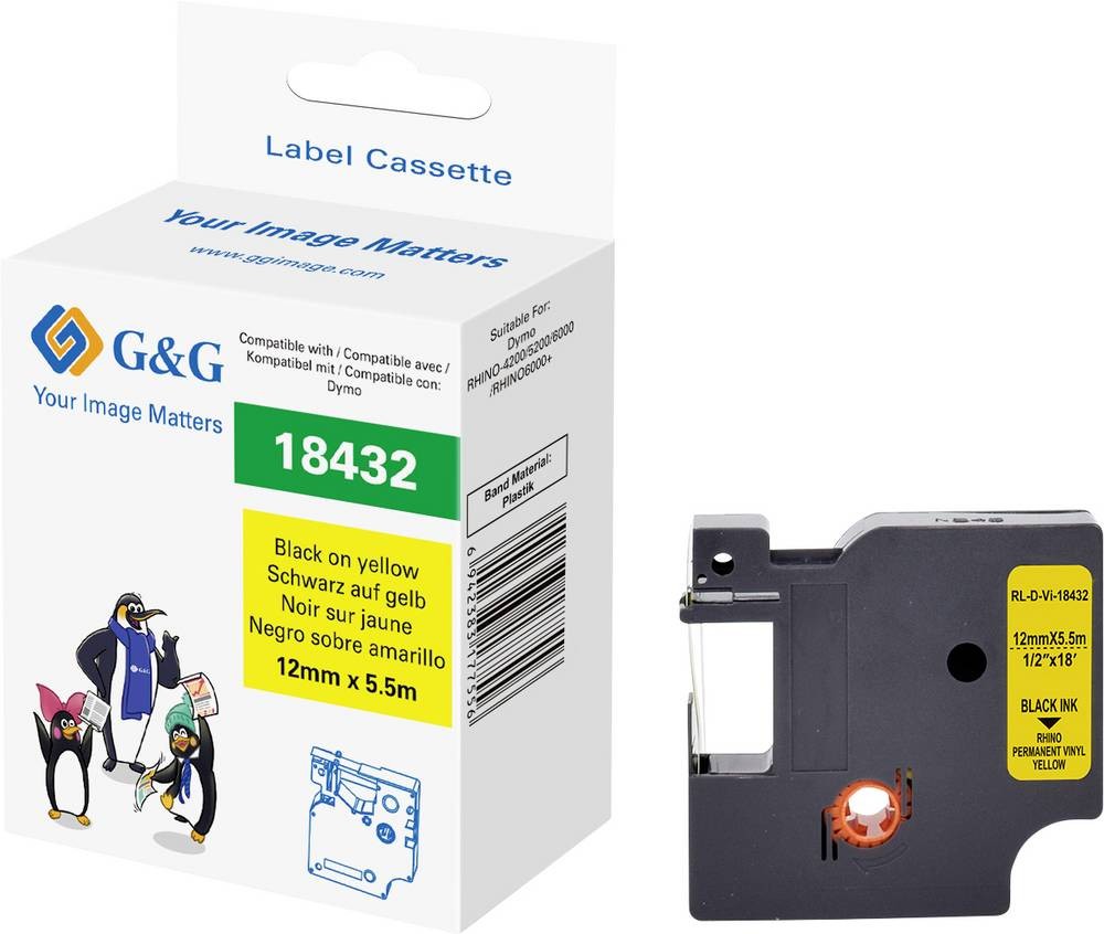 G&G 21705 label-making tape Black on yellow - G&G 21705, Black on