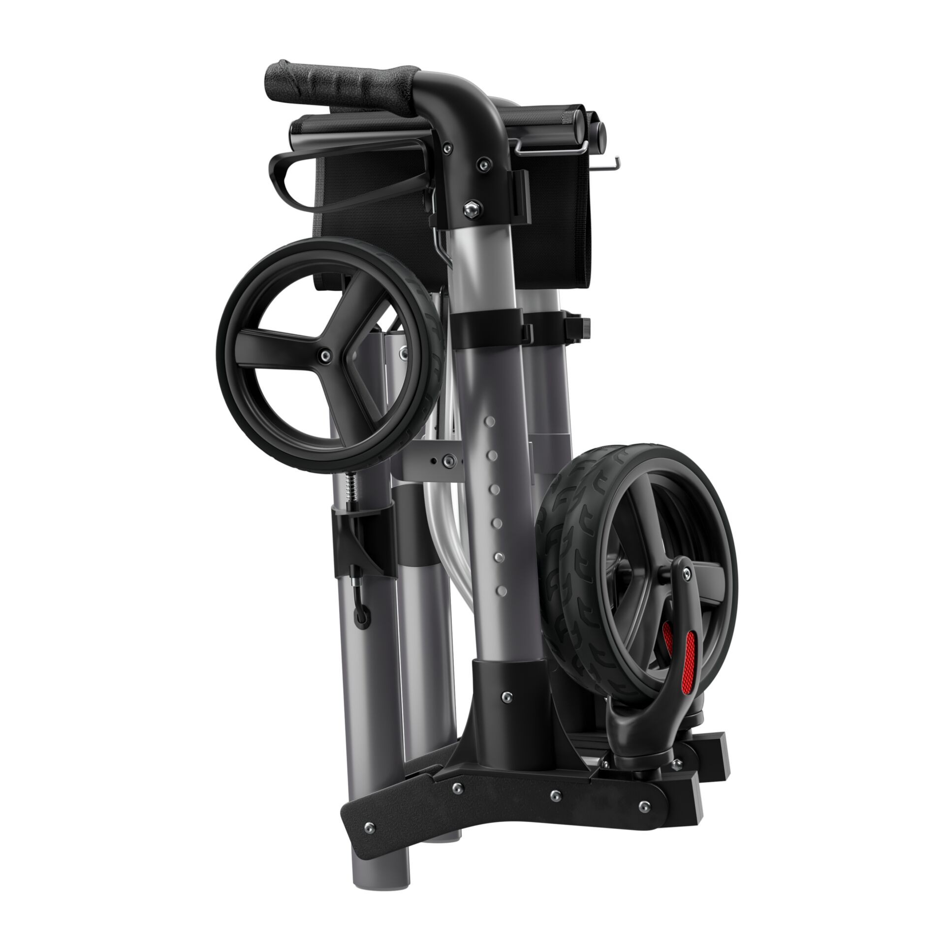 KESSER Rollator Aluminium – Faltbar, Wetterbeständig & Bis 136 Kg Belastbar, Höhenverstellbar, Tasche, Stockhalter, 360° Gummirädern & Reflektoren