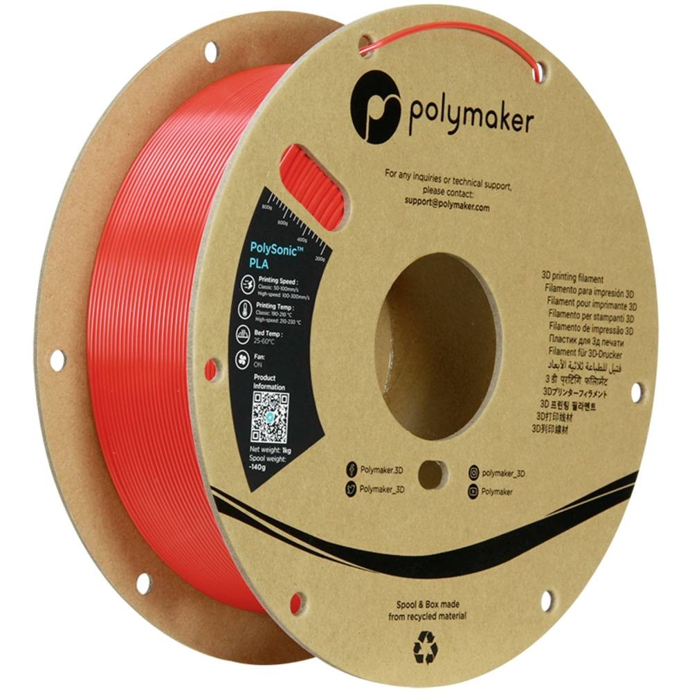 Polymaker PA12005 Filament PolySonic PLA rouge HighPLA / 1.75mm /