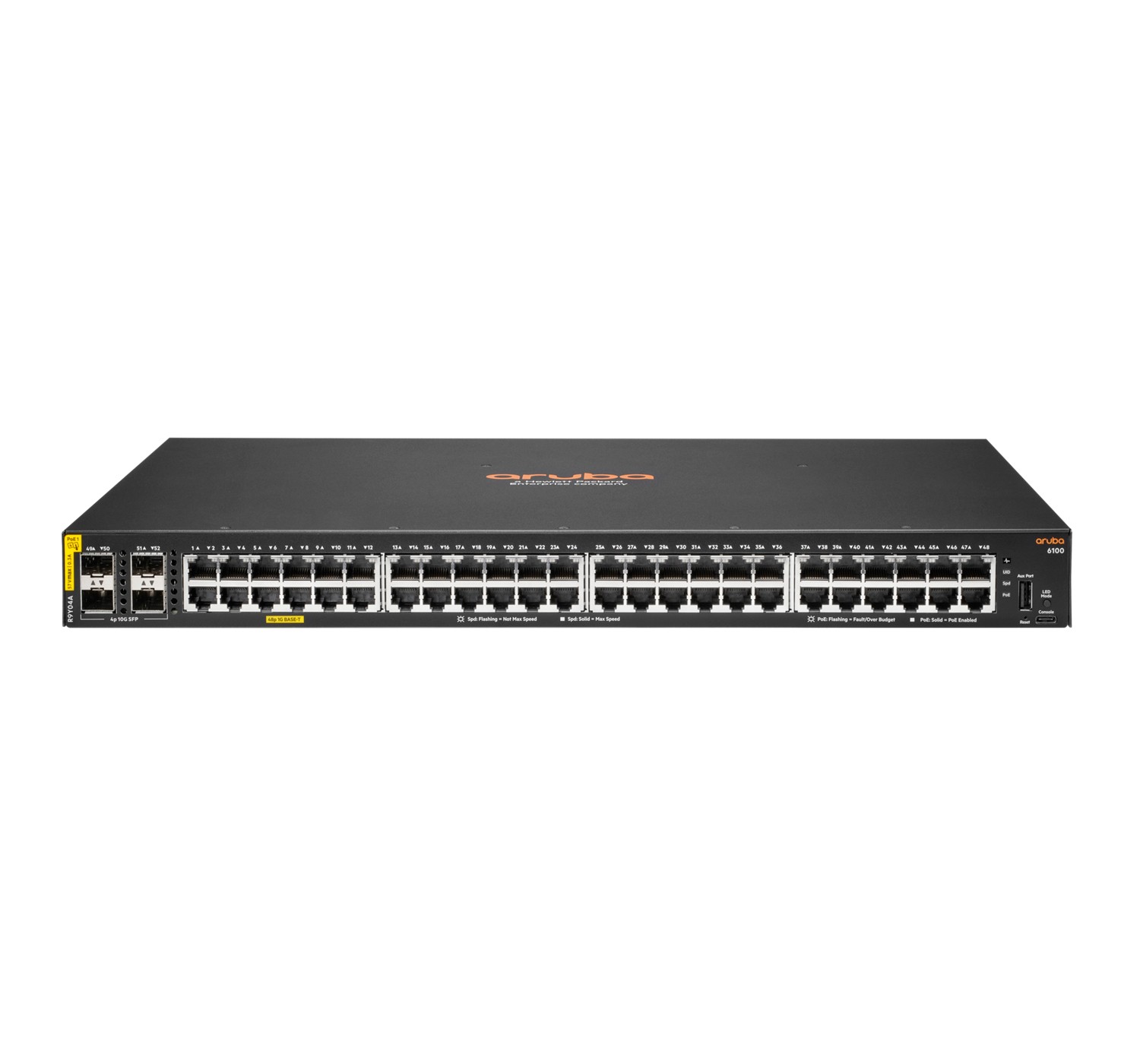HPE Aruba Networking CX 6100 48G Class4 PoE 4SFP+ 740W Managed L3