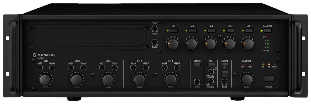 Monacor PA-1240 audio amplifier 5.0 channels Black - Monacor PA-1240,