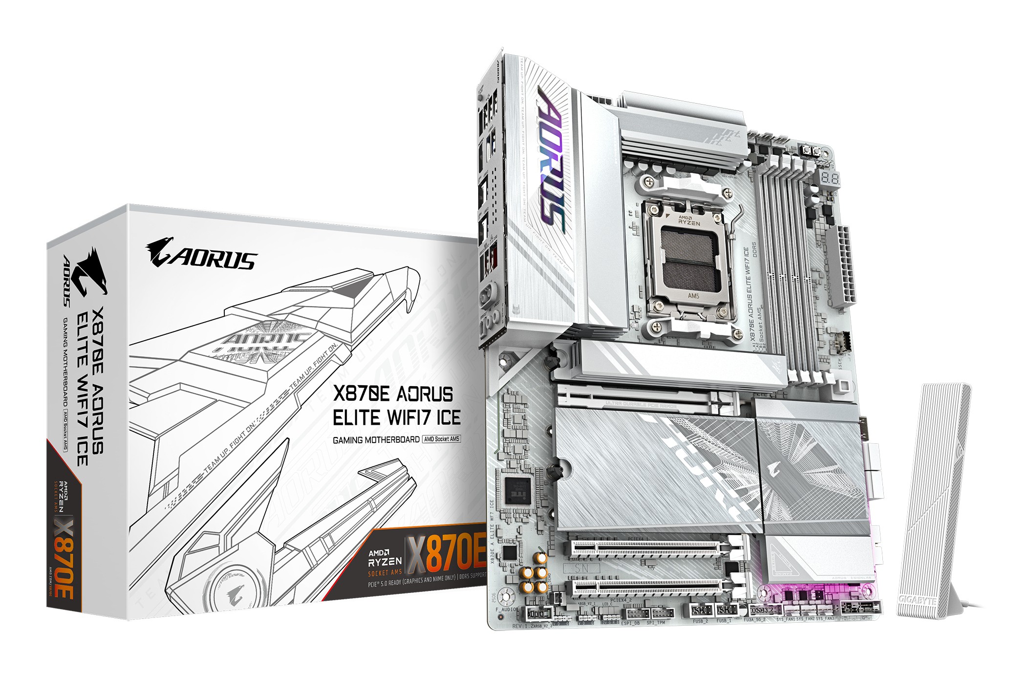 GIGABYTE X870E AORUS ELITE WIFI7 ICE Motherboard - Supports AMD Ryzen