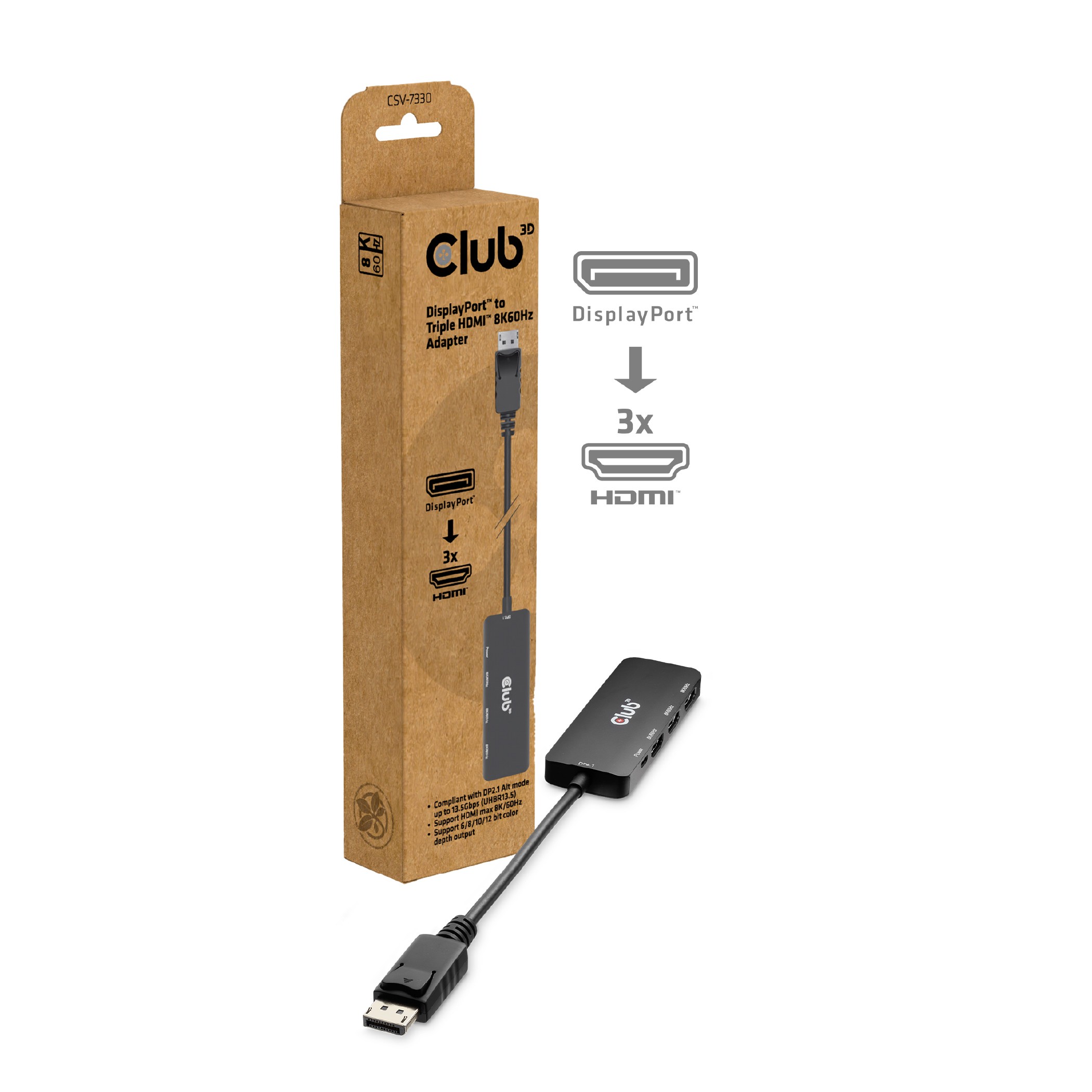 CLUB3D CSV-7330 station d'accueil DisplayPort Noir - CLUB3D CSV-7330,