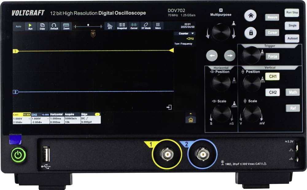 VOLTCRAFT DOV702 Digital-Oszilloskop 70MHz 2-channel 1.25 GSa/s 50