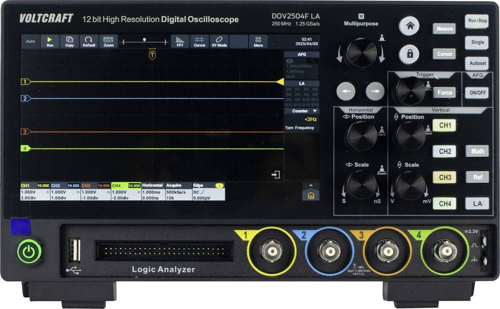 VOLTCRAFT DOV2504F LA Digital-Oszilloskop 250MHz 4-channel 1.25 GSa/s