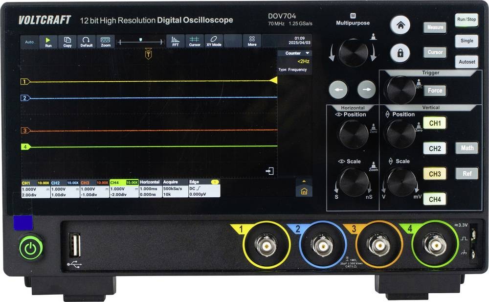VOLTCRAFT DOV704 Digital-Oszilloskop 70MHz 4-channel 1.25 GSa/s 50