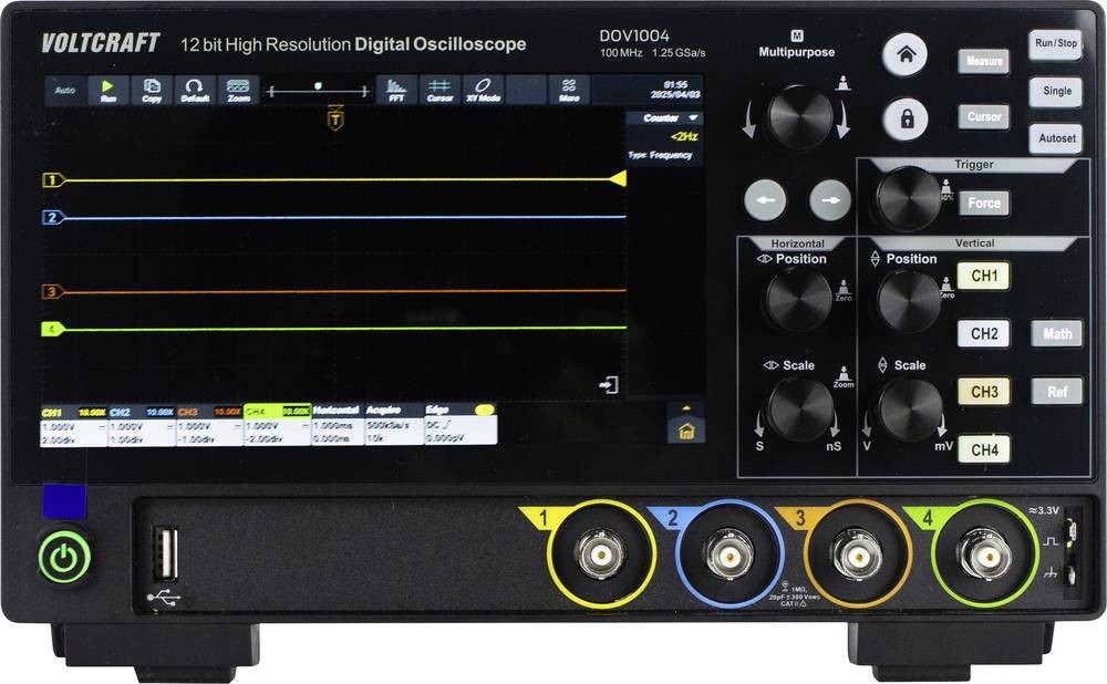 VOLTCRAFT DOV1004 Digital-Oszilloskop 100MHz 4-Kanal 1.25 GSa/s 50