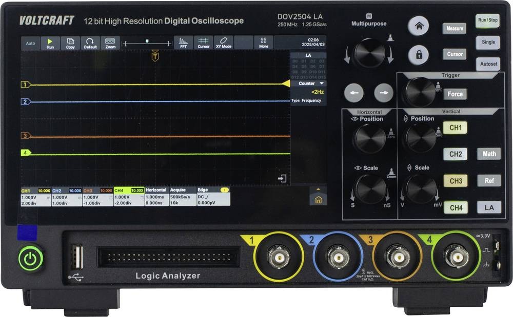 VOLTCRAFT DOV2504 LA Digital-Oszilloskop 250MHz 4-voie 1.25 GSa/s 100