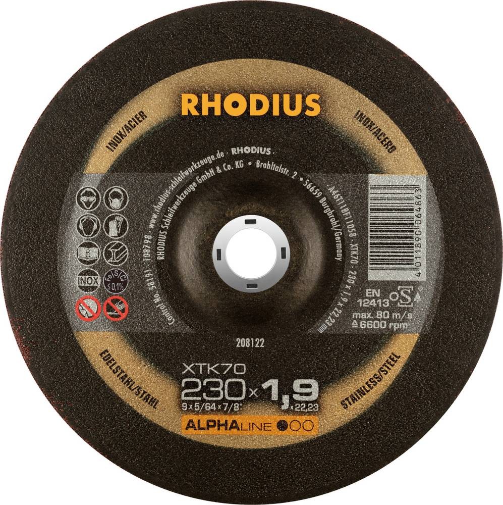 Rhodius 208122 Trennscheibe gekröpft 230mm Edelstahl, Stahl