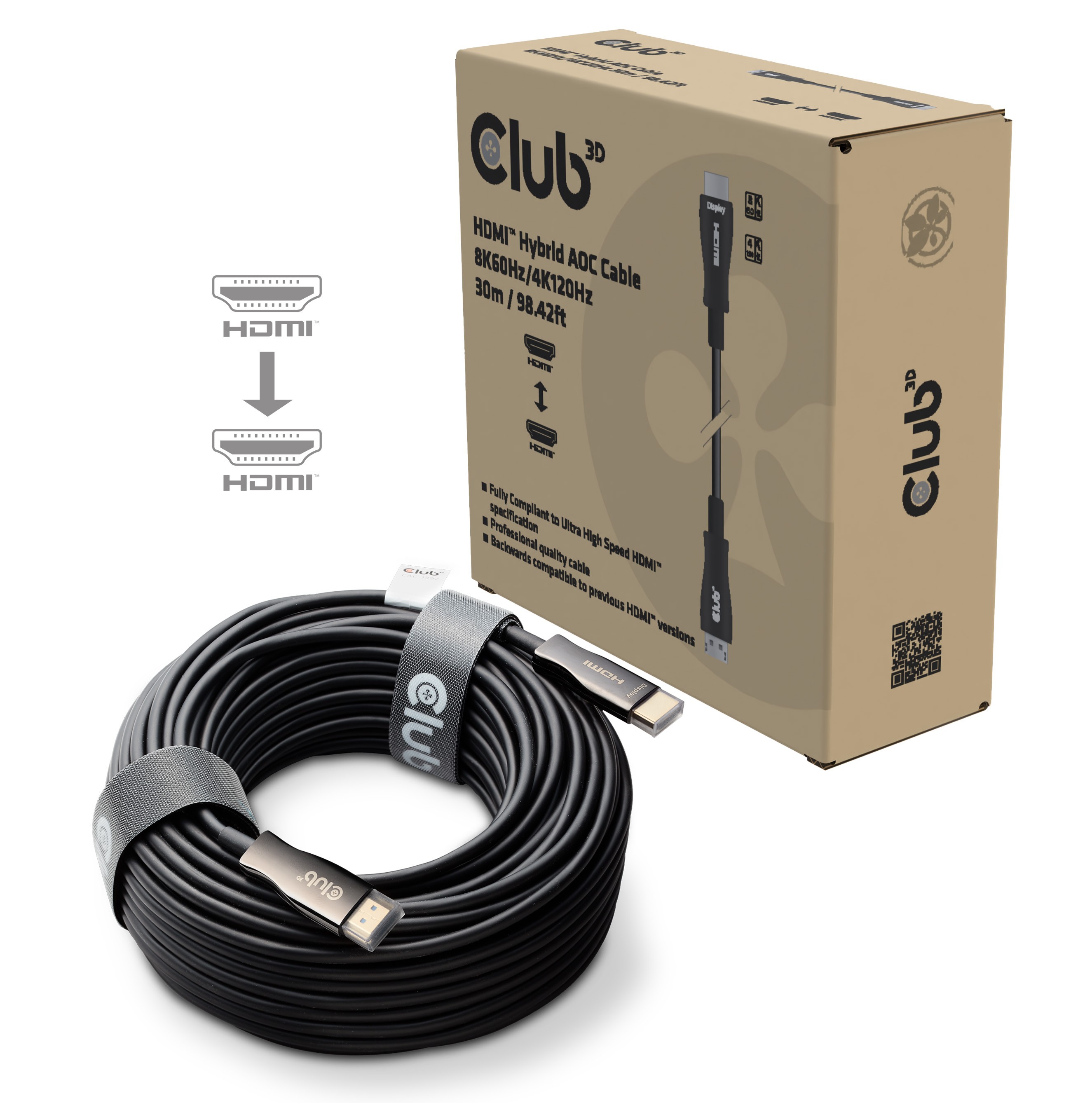 Club3D HDMI-Kabel A -> A 2.1 aktiv opt. 8K60Hz UHD 30 Meter retail