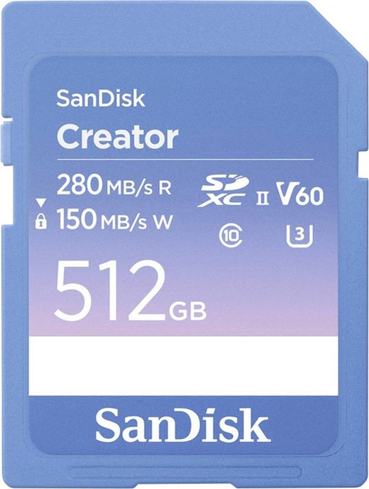 SanDisk Creator 512 GB SDXC UHS-II Class 10 - SanDisk Creator, 512 GB,