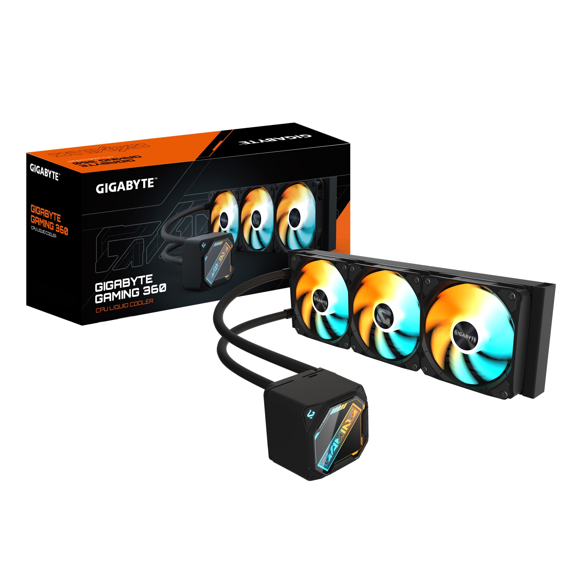 GIGABYTE GAMING 360 Liquid CPU Cooler- 3x120mm ARGB Fans, slide-in