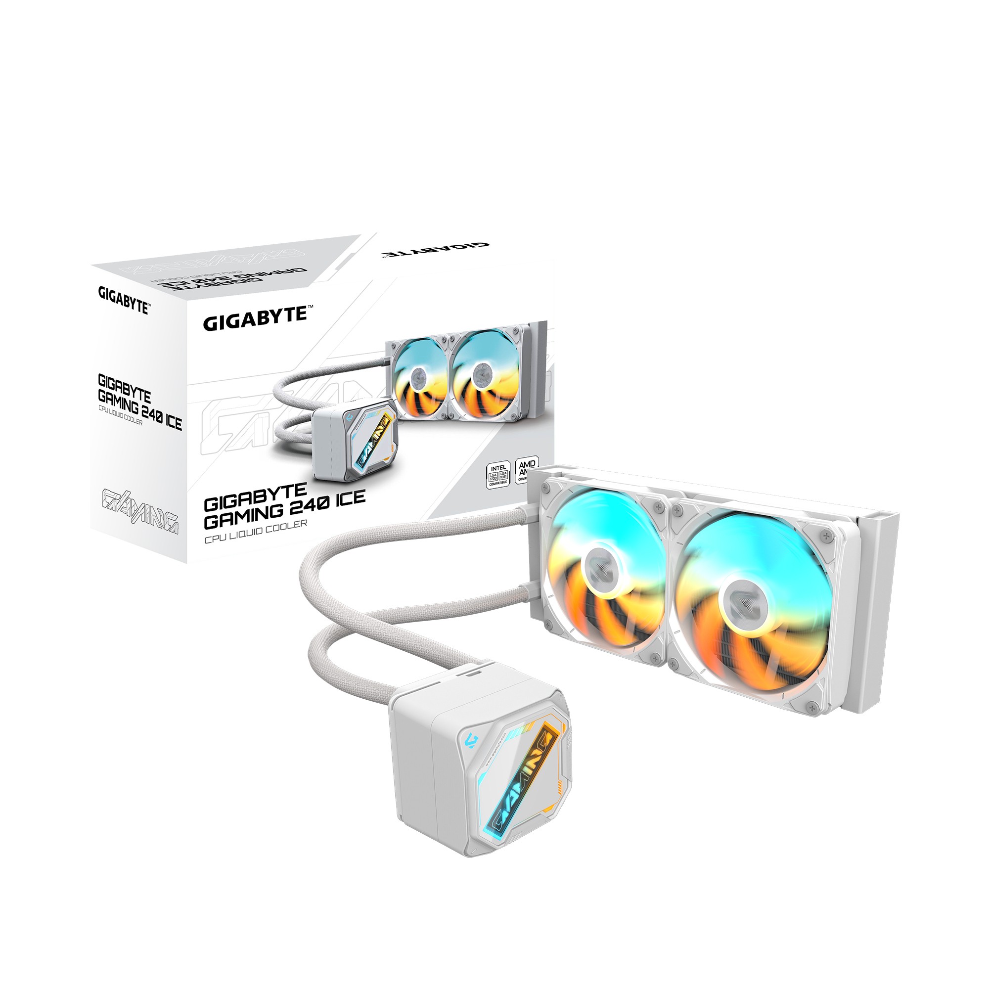 GIGABYTE GAMING 240 ICE Liquid CPU Cooler- 2x120mm ARGB Fans, slide-