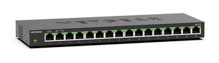 NETGEAR GS316 Unmanaged L2 Gigabit Ethernet (10/100/1000) Black -