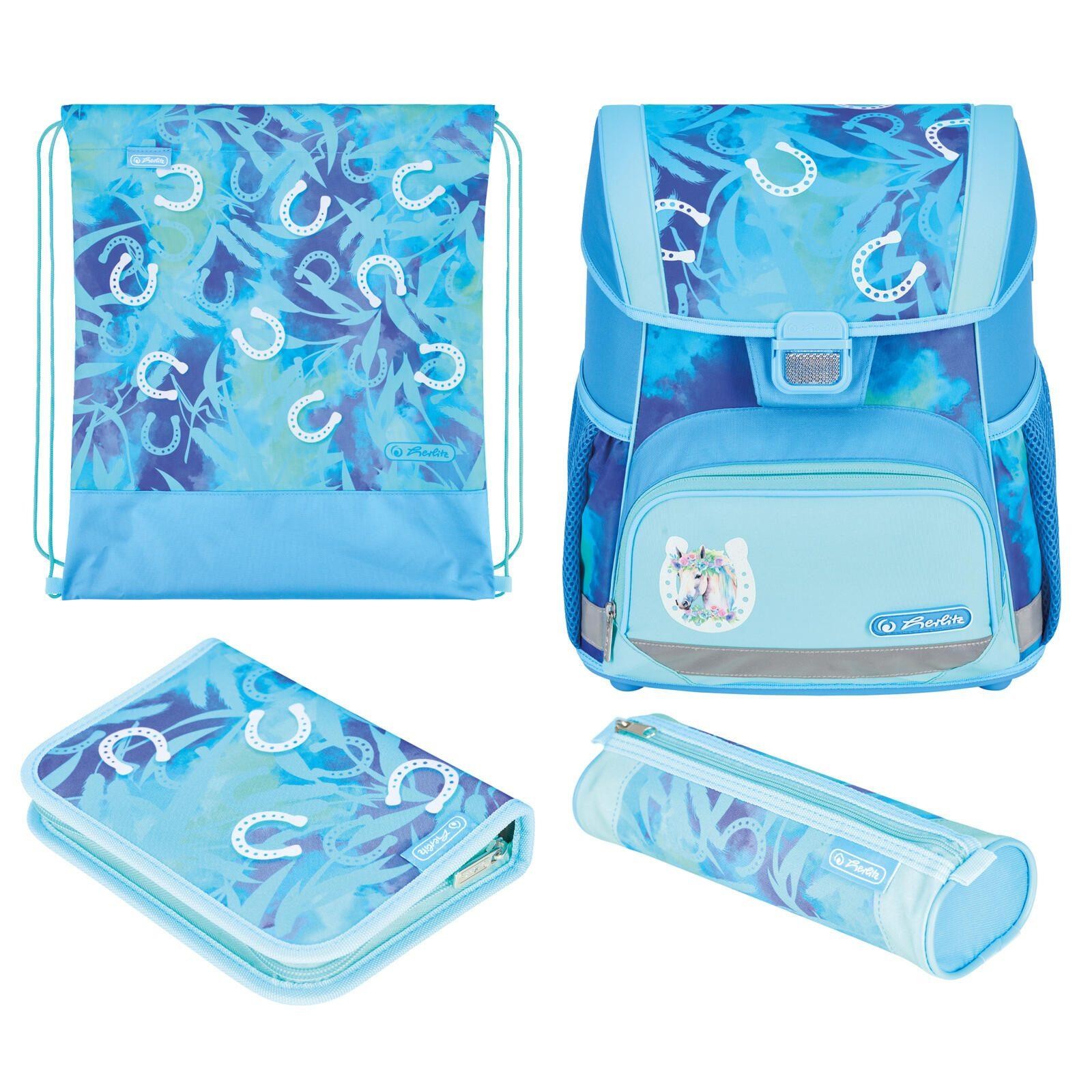 herlitz Schulranzen-Set Loop Plus Lucky Horse grün 17,0 l