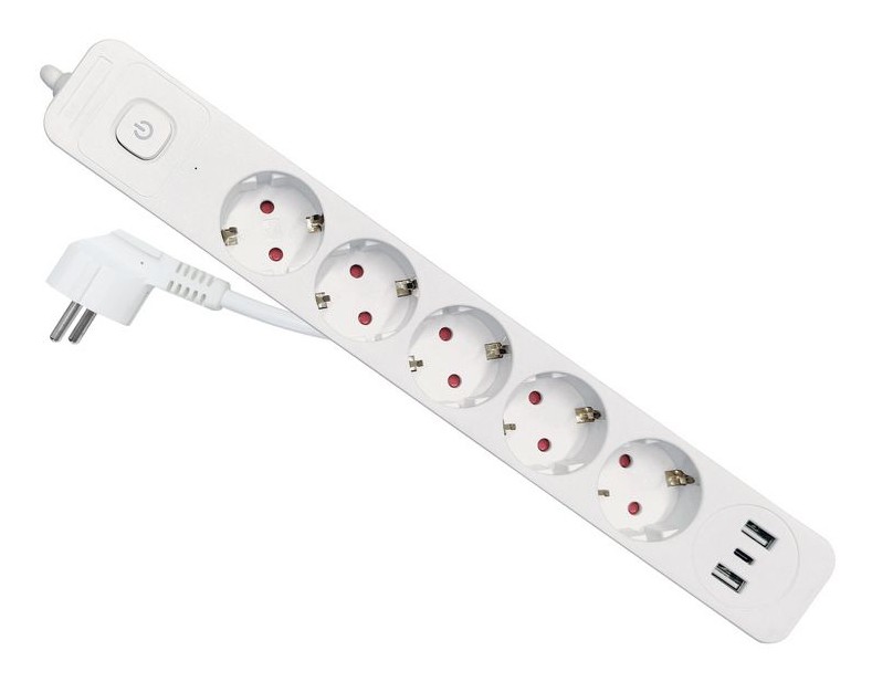 Equip 245555 power extension 2.5 m 5 AC outlet(s) Indoor White -
