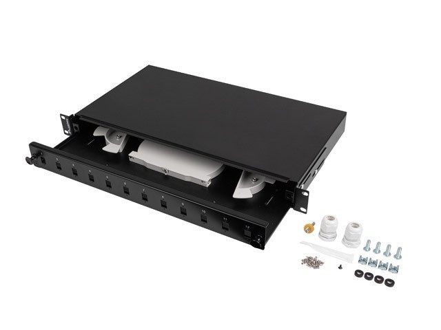 Lanberg FOP1-12SS-LDB patch panel 1U - Lanberg FOP1-12SS-LDB, Black,