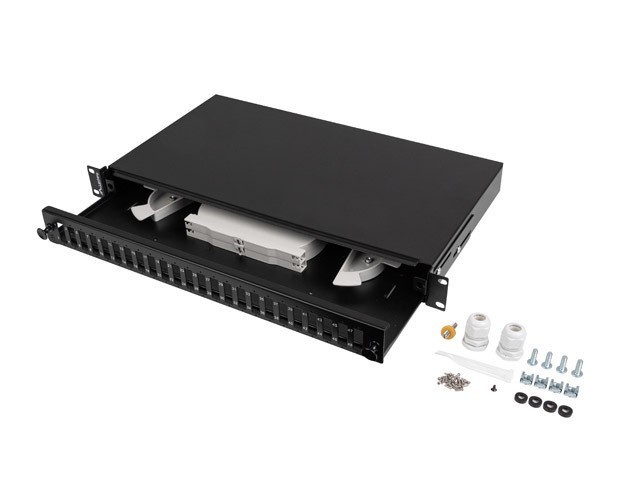 Lanberg FOP1-24SD-LQB patch panel 1U - Lanberg FOP1-24SD-LQB, Black,
