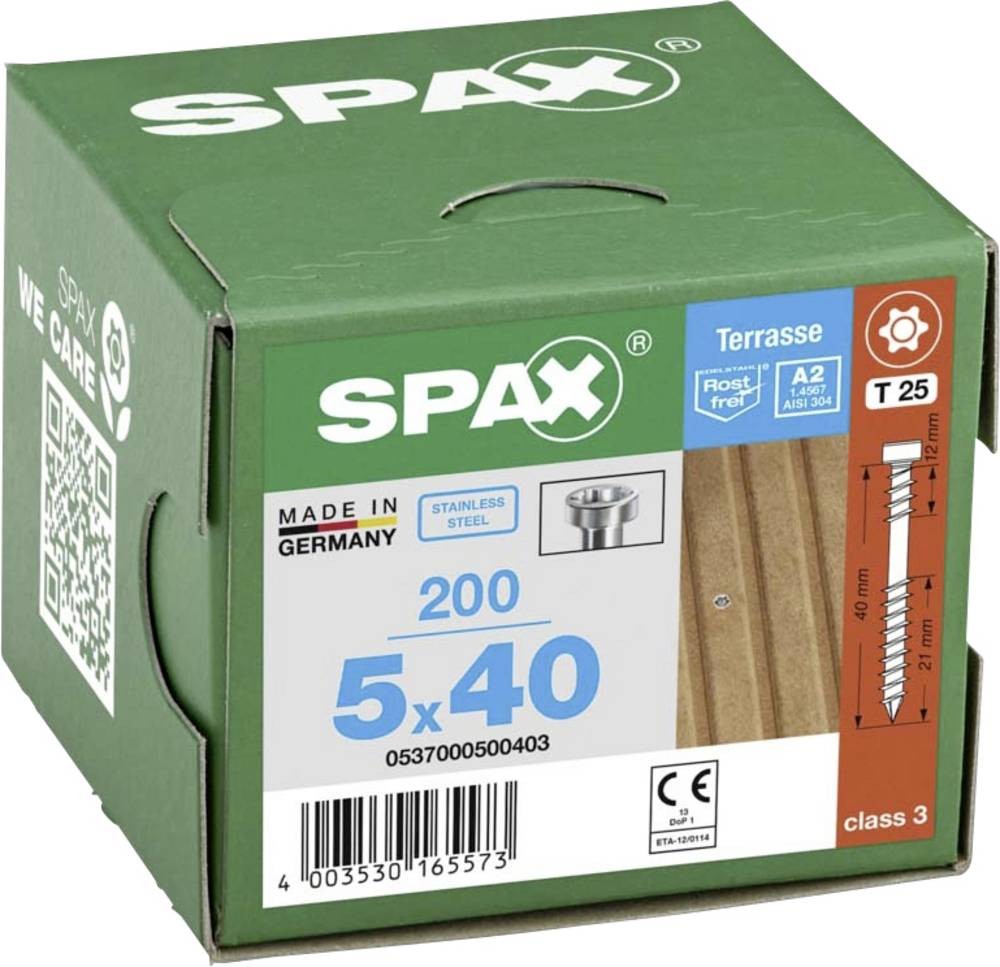 SPAX 0537000500403 Holzschraube 5mm 40mm T-STAR plus inox A2 200St.