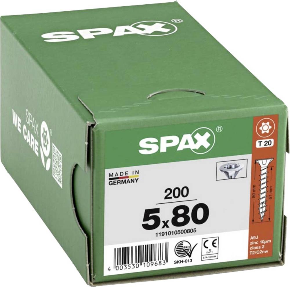 SPAX 1191010500805 Holzschraube 5mm 80mm T-STAR plus Stahl WIROX