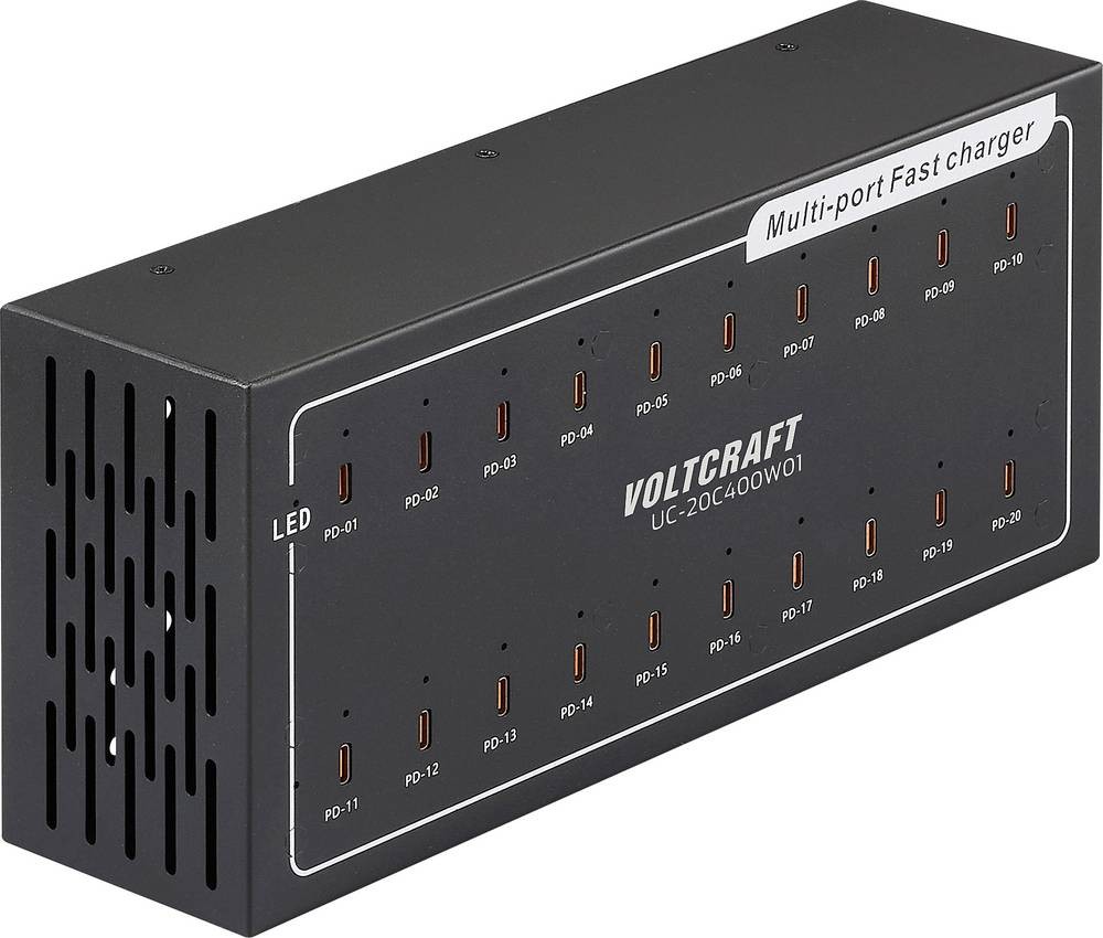 VOLTCRAFT UC-20C400W01 USB caricabatteria 400W 20x USB-C USB PD
