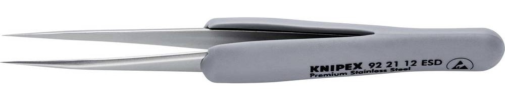 Knipex 112 mm, Stainless Steel, Fine, Straight, ESD Tweezers - Knipex