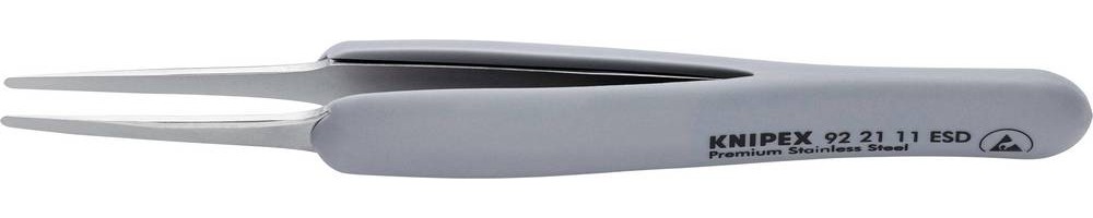 Knipex 123 mm, Stainless Steel, Fine, Straight, ESD Tweezers - Knipex