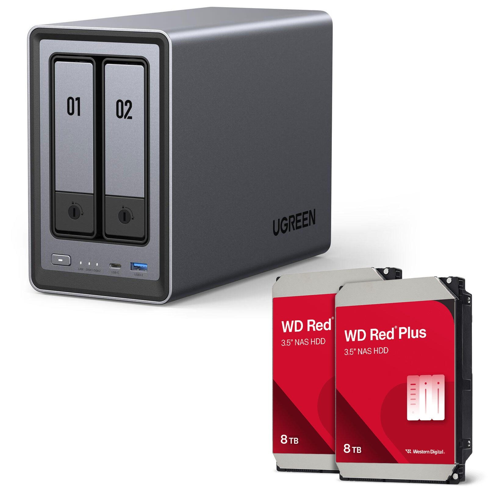 Ugreen NASync DXP2800 NAS System 2-Bay + Western Digital hard disc 16