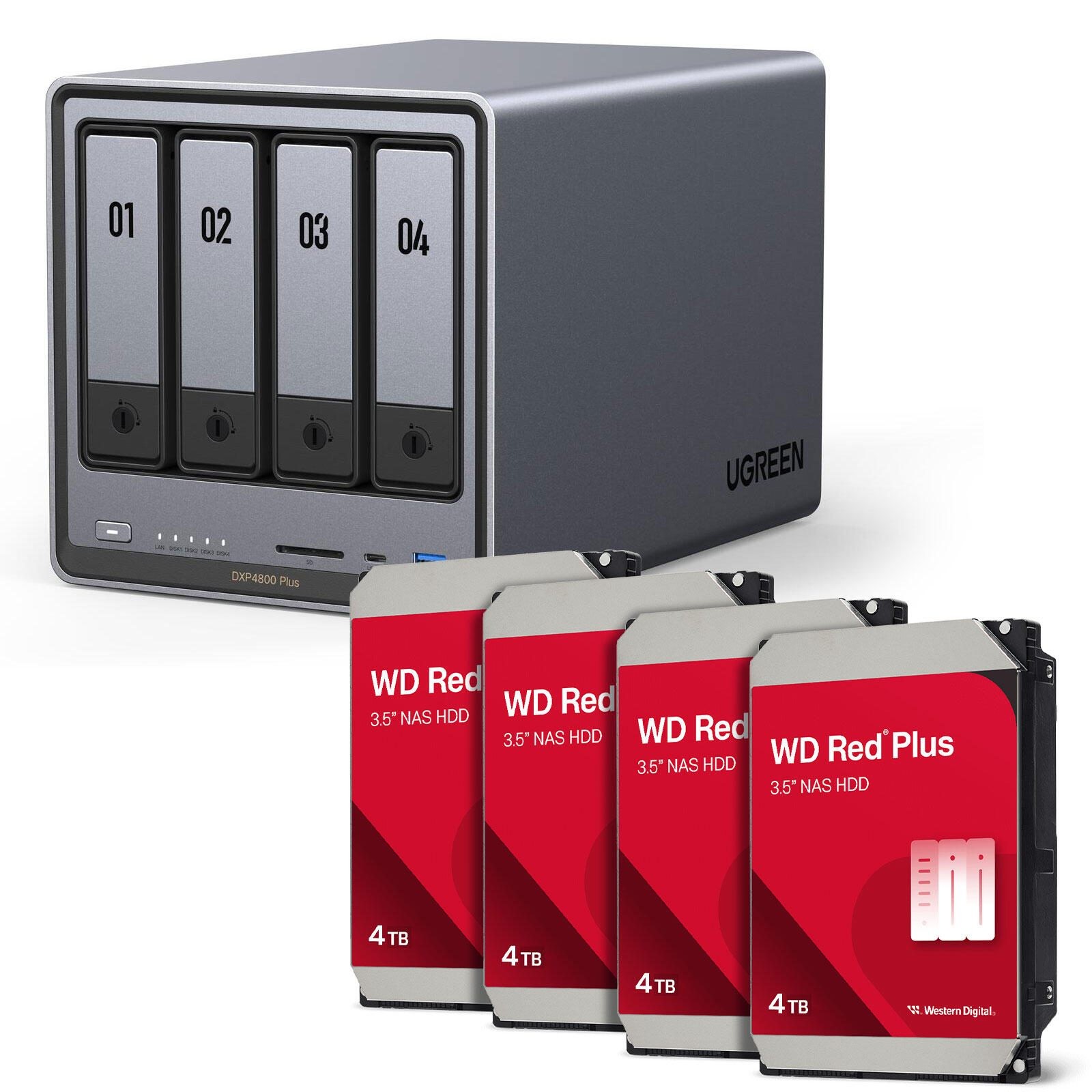 Ugreen NASync DXP4800 Plus + Western Digital hard disc 16 TB (4 x 4