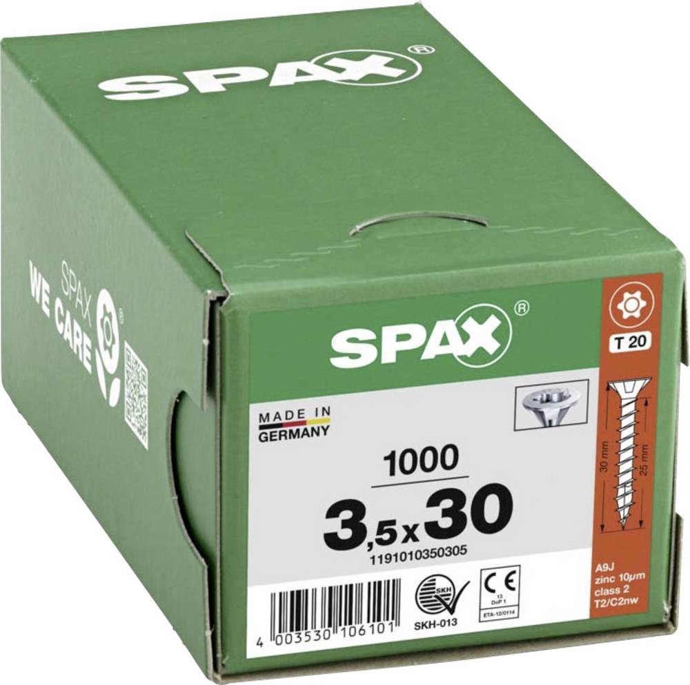 SPAX 1191010350305 Holzschraube 3.5mm 30mm T-STAR plus Stahl WIROX