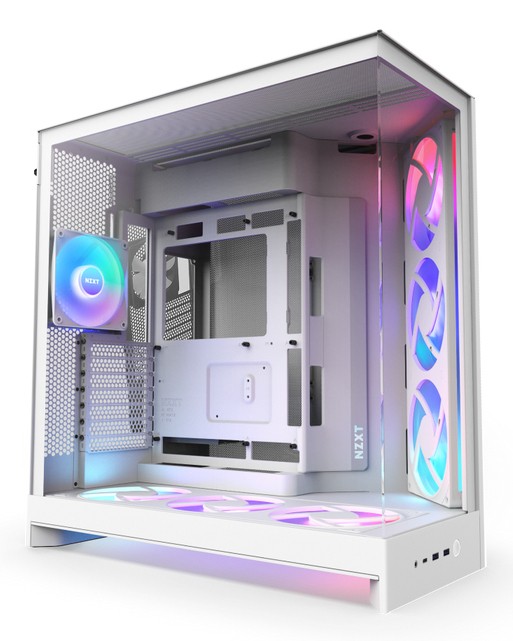 NZXT H9 Flow RGB+ Midi Tower White - NZXT H9 Flow RGB+, Midi Tower,