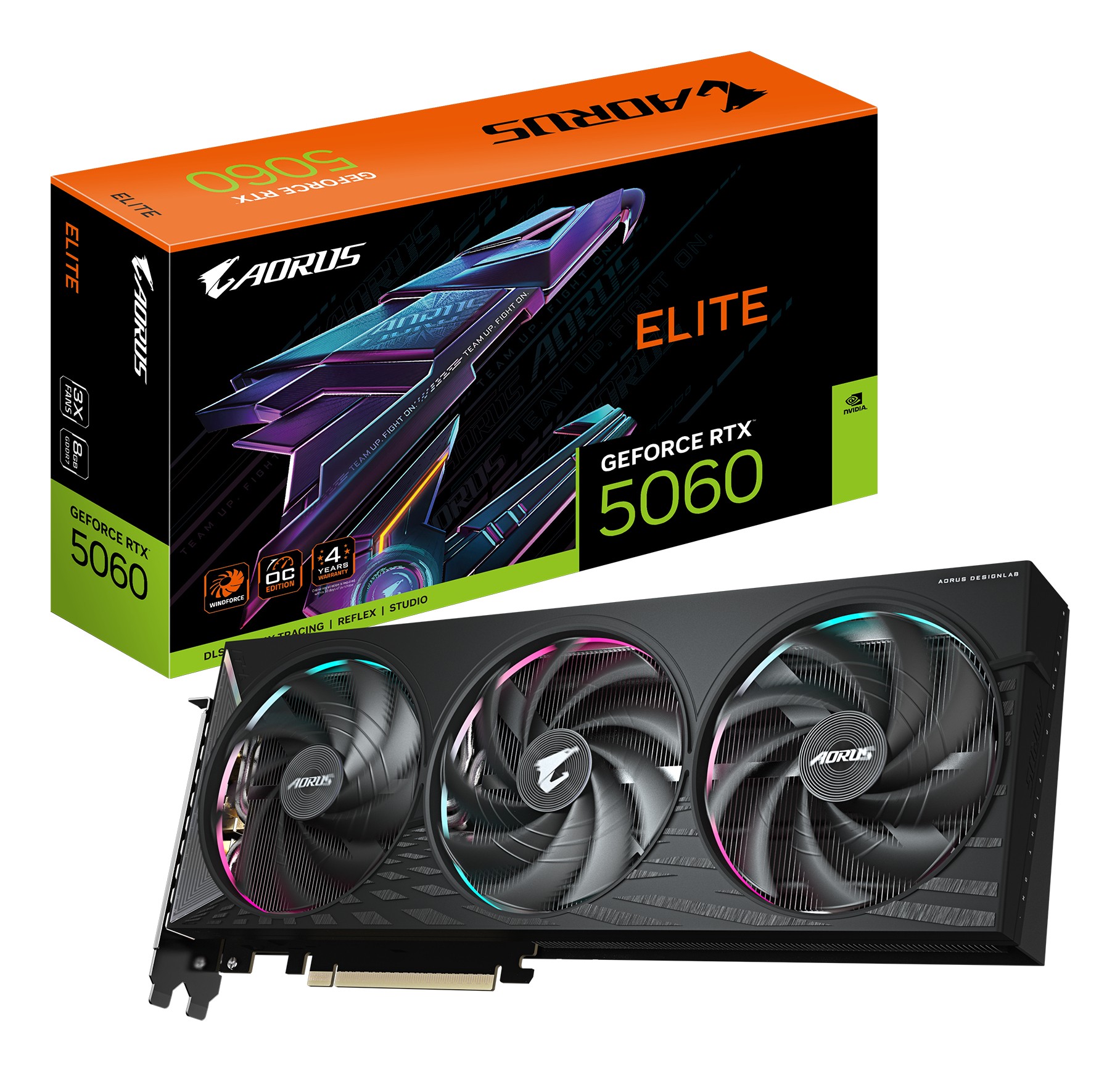 GIGABYTE AORUS GeForce RTX 5060 ELITE 8G Carte Graphique - 8GB GDDR7,
