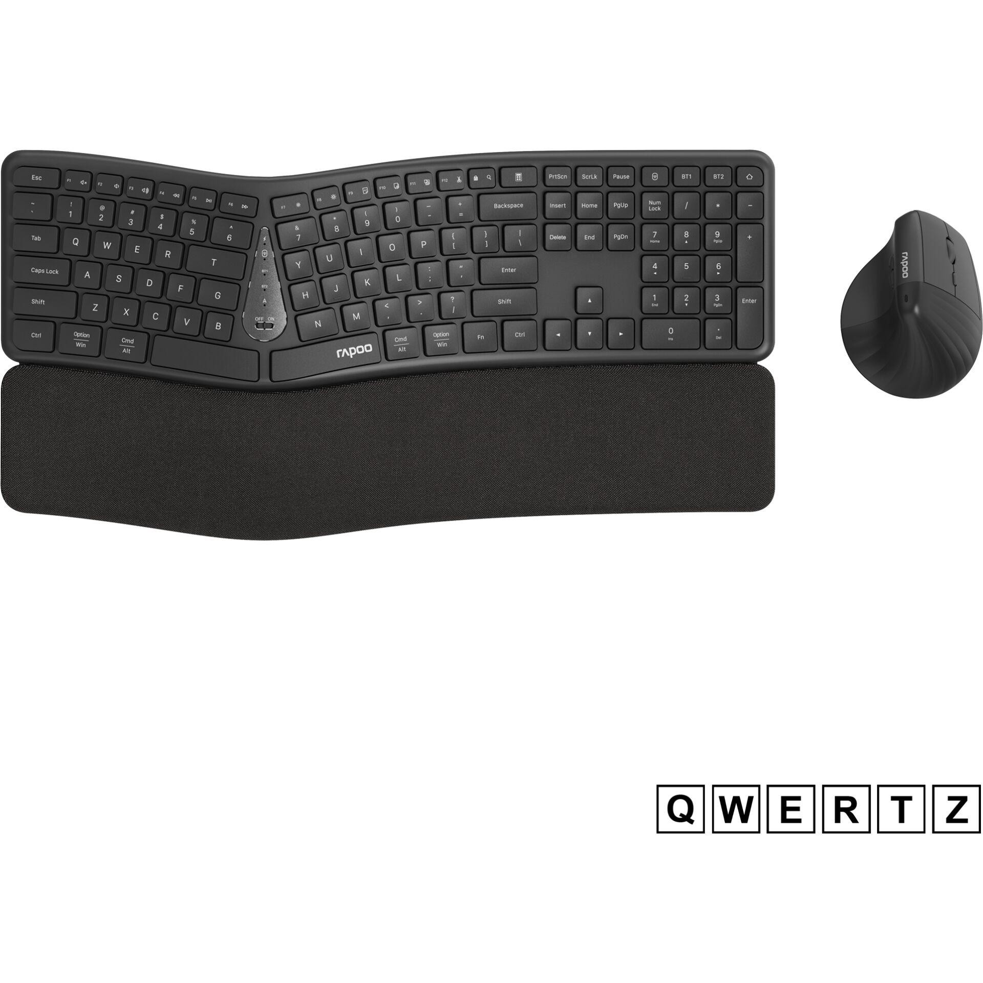 Rapoo 228285 clavier Souris incluse Gaming Bluetooth Allemand Gris -