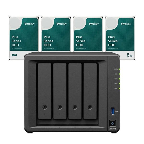 Synology DS925+ DiskStation + 32TB 4x Synology Plus 3.5" SATA 6Gb/s
