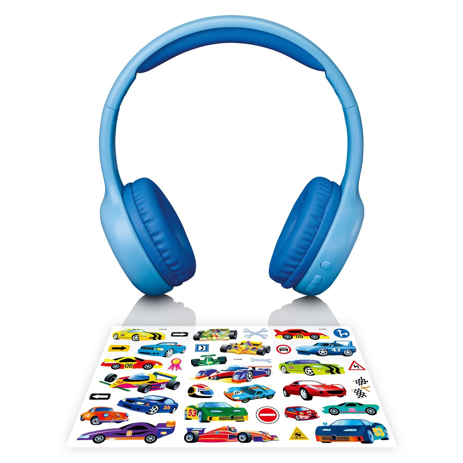 Cuffie Bluetooth Per Bambini Lenco HPB-110 – Volume Limitato A 85 DB, Bluetooth 5.0, Pieghevoli, Con Adesivi Decorativi E Vivavoce – Blu